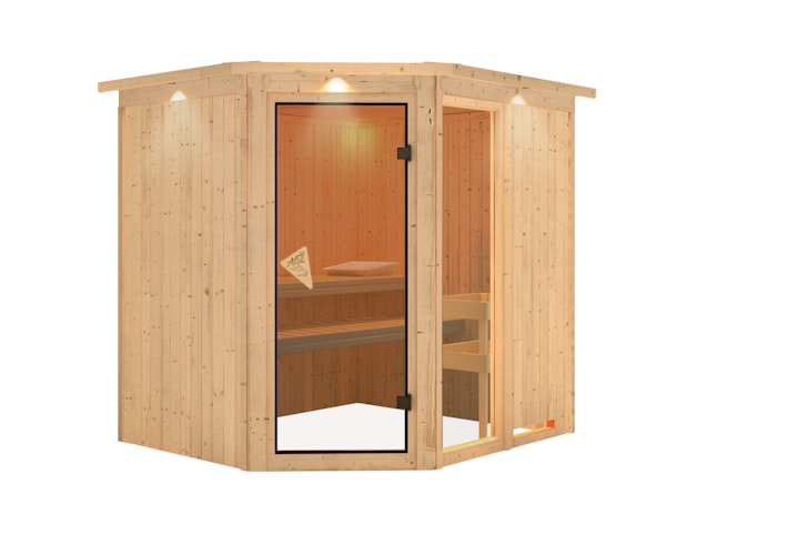 Karibu Sauna Fiona 2 mit Eckeinstieg 68 mm