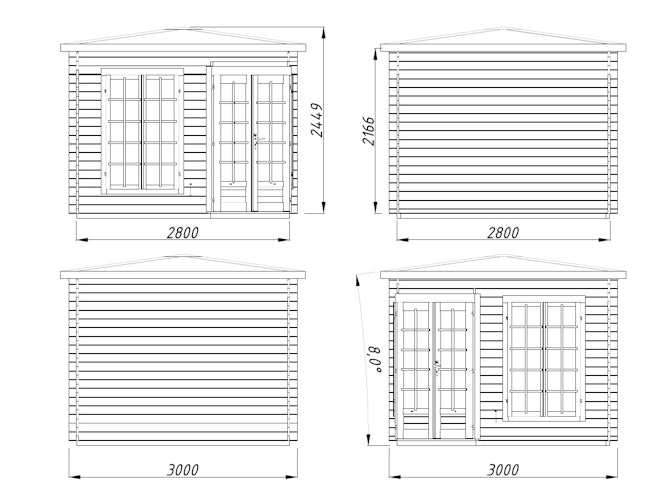 Palmako Pavillon Melanie 7 m² Low - 28 mm