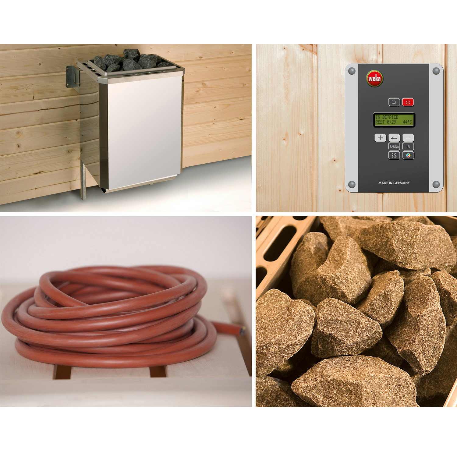 Weka Saunaofen-Set 7 inkl. 7,5 kW BioAktiv Ofen mit Dampfbad-Funktion, Anschlusskabel, Saunasteine, Steuergerät