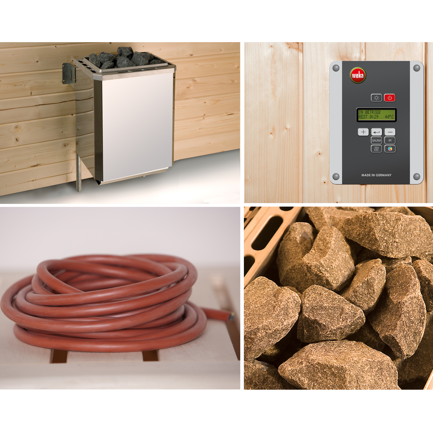 Vorschaubild Galerie Weka Saunaofen-Set 3 inkl. 7,5 kW Ofen, Anschlusskabel, Saunasteine, Steuergerät