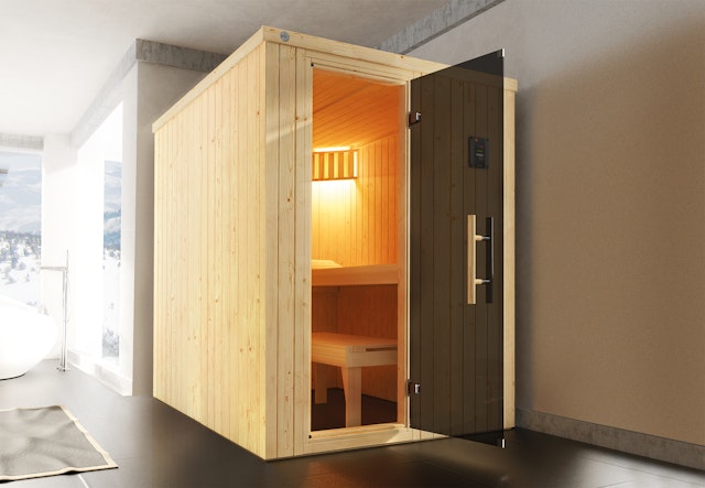 Weka Elementsauna Kaarina 1 mit Fronteinstieg - 68 mm inkl. 10-teiligem gratis Zubehörset (Gesamtwert 237,40 €) Vorschaubild Galerie