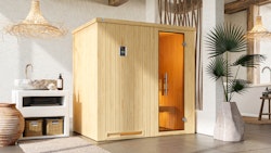 Weka Sauna Halmstad 1 mit Glastür und Fronteinstieg - 68 mm inkl. 10-teiligem gratis Zubehörset (Gesamtwert 237,40 €)