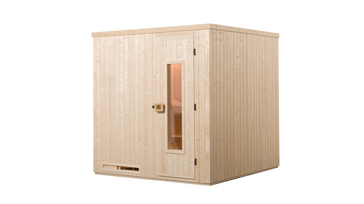 Weka Sauna Halmstad 2 mit Holztür und Fronteinstieg - 68 mm inkl. gratis Sauna-Set im Wert von 240,40 € (10-teilig) Bild