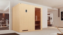 Weka Sauna Halmstad 2 mit Glastür und Fronteinstieg - 68 mm inkl. 10-teiligem gratis Zubehörset (Gesamtwert 237,40 €)