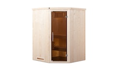 Weka Sauna Kiruna 1 mit Glastür und Eckeinstieg 230 V - 68 mm inkl. 10-teiligem gratis Zubehörset (Gesamtwert 237,40 €)