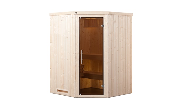 Weka Sauna Kiruna 1 mit Glastür und Eckeinstieg 230 V - 68 mm inkl. 10-teiligem gratis Zubehörset (Gesamtwert 237,40 €) Vorschaubild Galerie