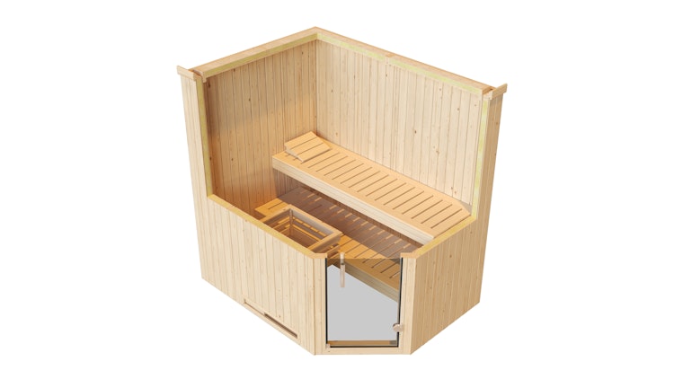 Weka Elementsauna Varberg 1 mit Eckeinstieg - 68 mm inkl. gratis Sauna-Set im Wert von 240,40 € (10-teilig) Bild