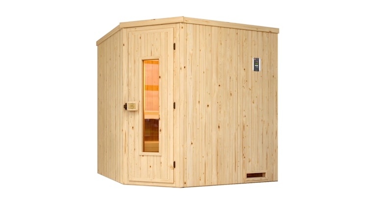 Weka Elementsauna Varberg 2 mit Eckeinstieg - 68 mm inkl. gratis Sauna-Set im Wert von 240,40 € (10-teilig) Bild