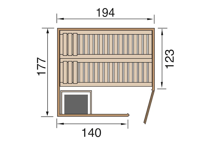 Weka Sauna Kiruna 2 mit Glastür und Eckeinstieg 230 V - 68 mm - "Alles dabei" inkl. gratis Sauna-Set im Wert von 240,40 € (10-teilig)