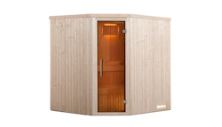 Weka Sauna Kiruna 2 mit Glastür und Eckeinstieg 230 V - 68 mm - "Alles dabei"
