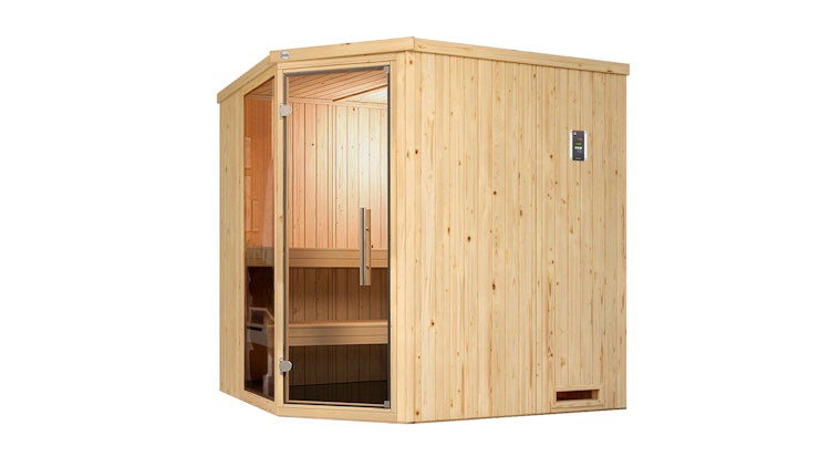 Weka Elementsauna Varberg 2 mit Eckeinstieg - 68 mm inkl. gratis Sauna-Set im Wert von 240,40 € (10-teilig)