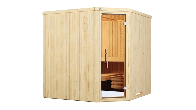 Weka Elementsauna Varberg 3 - 68 mm Sparset 2 inkl. 7,5 kW Bioaktiv-Ofen mit Steuergerät inkl. gratis Sauna-Set im Wert von 240,40 € (10-teilig) Bild