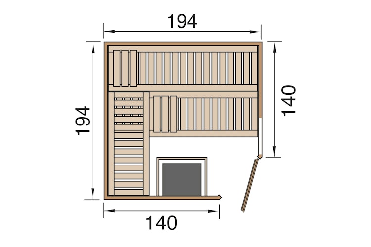 Weka Elementsauna Varberg 3 - 68 mm Sparset 1 inkl. 7,5 kW Ofen mit Steuergerät inkl. gratis Sauna-Set im Wert von 240,40 € (10-teilig)