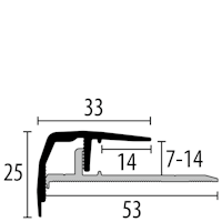 Parkettfreund Ambiente-Click-Treppenkantenprofil PF 510 F9 sand 1000x53 mm - 7 - 14 mm Aluminium eloxiert mit glatter Oberfläche