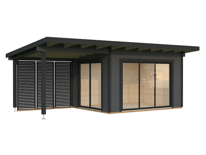 Palmako Gartenhaus Grace 11,2+8,2 m² Slide Plus - 56 mm Inkl. Anbau