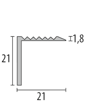 Parkettfreund -Winkelprofil PF 526 F7 poliert 1000x21 mm - 0 - 18 mm Messing poliert gerillt