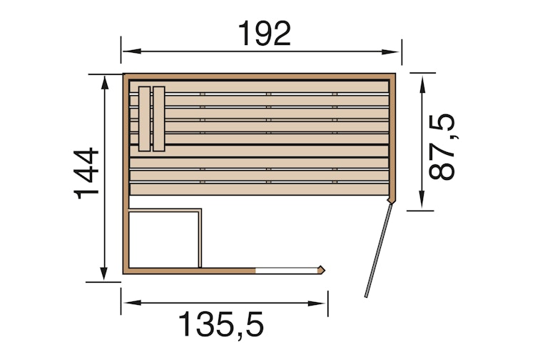 Weka Massivholz-Elementsauna Laukkala 2 mit Glastüre+Fenster - 38 mm mit Eckeinstieg inkl. gratis Sauna-Set im Wert von 240,40 € (10-teilig) Bild