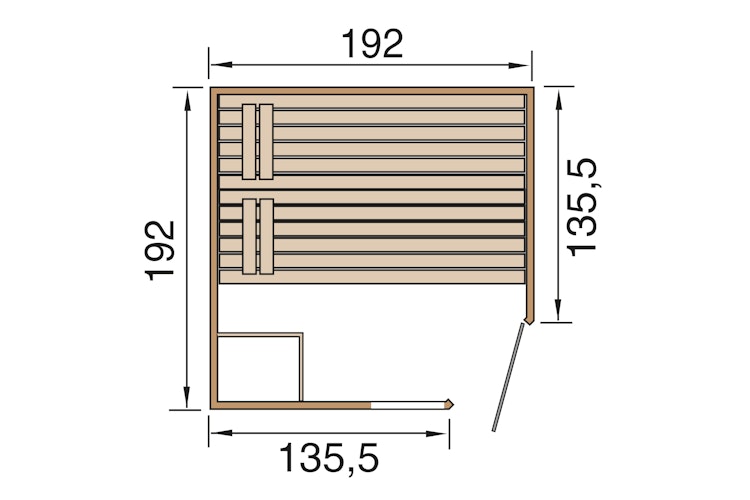 Weka Massivholz-Elementsauna Laukkala 3 mit Glastür+Fenster - 38 mm mit Eckeinstieg inkl. gratis Sauna-Set im Wert von 240,40 € (10-teilig) Bild