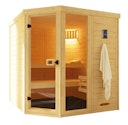 Weka Massivholz-Elementsauna Laukkala 3 mit Glastür+Fenster - 38 mm mit Eckeinstieg