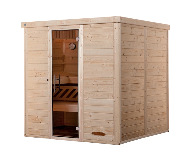 Weka Design-Elementsauna Kemi E 4 mit Glastür - 45 mm (Oulainen) inkl. 10-teiligem gratis Zubehörset (Gesamtwert 237,40 €) Vorschaubild Galerie