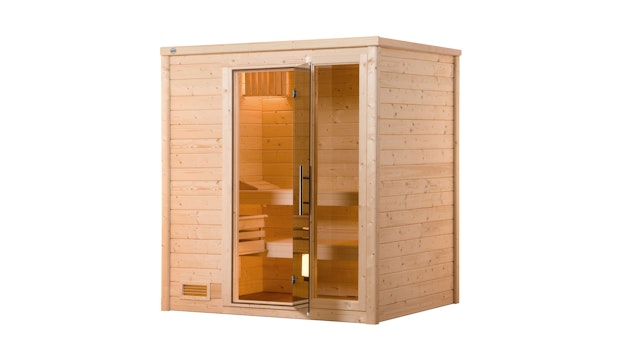 Weka Premium Massivholzsauna Bergen 1 - 45 mm inkl. 10-teiligem gratis Zubehörset (Gesamtwert 237,40 €) Vorschaubild Galerie