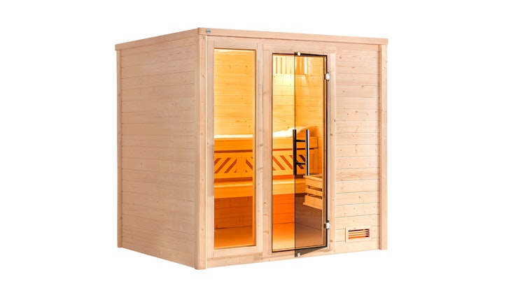 Weka Premium Massivholzsauna Bergen 2 - 45 mm inkl. gratis Sauna-Set im Wert von 240,40 € (10-teilig) Bild