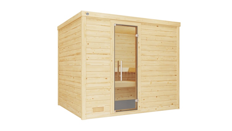 Weka Premium Massivholzsauna Bergen 3 Familiensauna - 45 mm inkl. gratis Sauna-Set im Wert von 240,40 € (10-teilig)