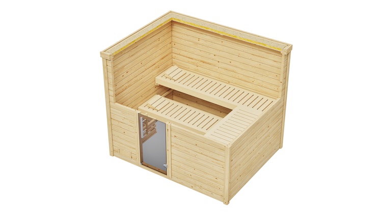 Weka Premium Massivholzsauna Bergen 3 Familiensauna - 45 mm inkl. gratis Sauna-Set im Wert von 240,40 € (10-teilig)