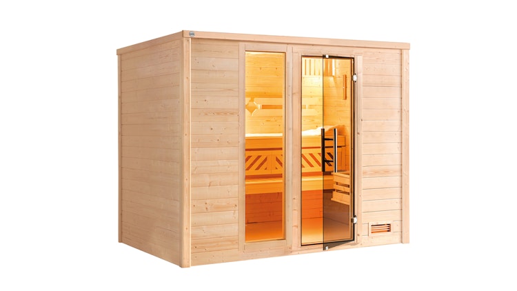 Weka Premium Massivholzsauna Bergen 1 - 45 mm inkl. gratis Sauna-Set im Wert von 240,40 € (10-teilig) Bild