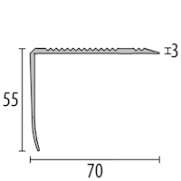 Parkettfreund -Winkelprofil PF 530 F2 edelstahloptik 1000x70 mm - 0 - 52 mm Aluminium eloxiert gerillt; mit Sollbiegestelle