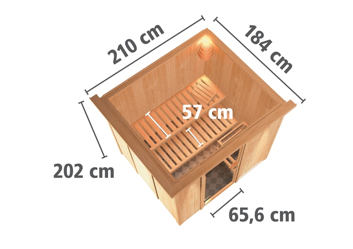 Karibu Sauna Daria - 68 mm Systemsauna - 230 Volt Plug & Play inkl. gratis Saunaofen & 8-teiligem Zubehörpaket (Gesamtwert 741,91€) Bild