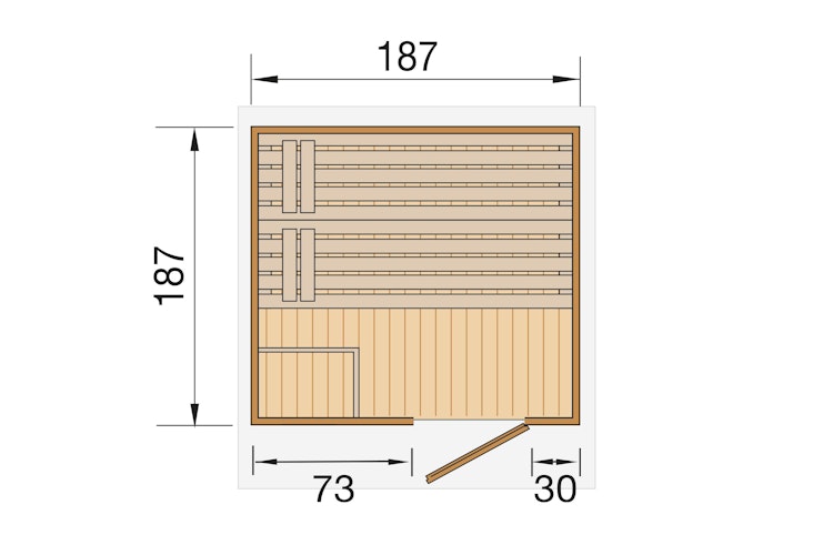 Weka Saunahaus Naantali mit Flachdach - 38 mm Blockbohlen inkl. gratis Sauna-Set im Wert von 240,40 € (10-teilig)