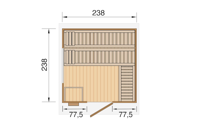 Weka Blockbohlen Saunahaus Kuopio - 45 mm Blockbohlen inkl. gratis Sauna-Set im Wert von 240,40 € (10-teilig)