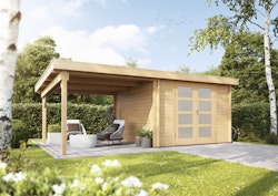 Wolff Finnhaus Gartenhaus Gerätehaus Pulti 34-B  Typ 5 mit 300 cm Seitendach C