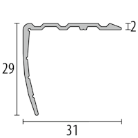 Parkettfreund -Winkelprofil PF 535 F2 edelstahloptik 1000x31 mm - 0 - 26 mm Aluminium eloxiert gerillt; mit Sollbiegestelle