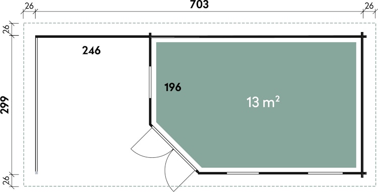 Wolff Finnhaus Gartenhaus Anna 40-A/1+2-Raum mit 250 cm Terrasse  Bild