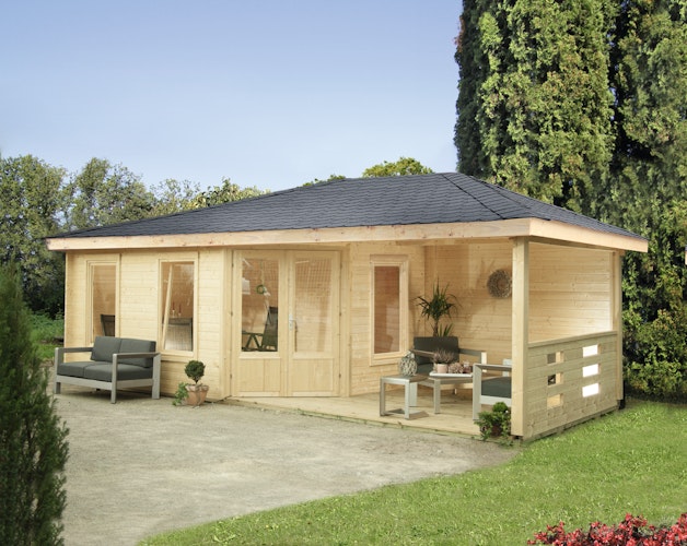 Wolff Finnhaus Gartenhaus Anna 40-A/1+2-Raum mit 250 cm Terrasse  Bild