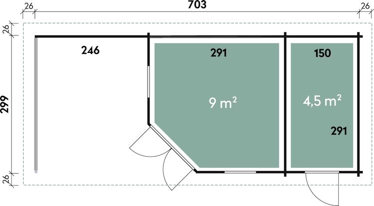 Wolff Finnhaus Gartenhaus Anna 40-A/1+2-Raum mit 250 cm Terrasse  Bild