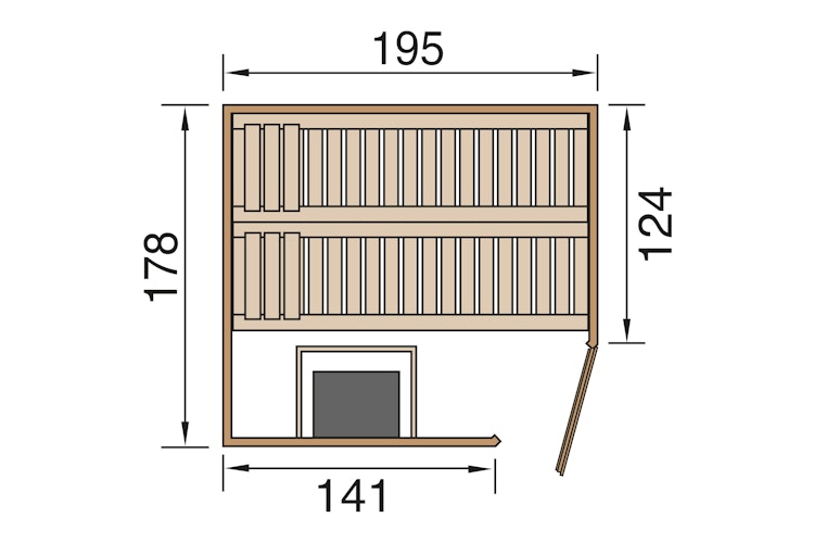 Weka Premium Massivholzsauna Turku 1 Sparset 3 inkl. 9 kW Kompakt-Ofen - 45 mm inkl. gratis Sauna-Set im Wert von 240,40 € (10-teilig)