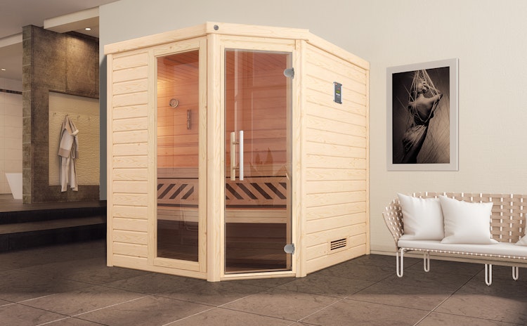 Weka Premium Massivholzsauna Turku 2 - 45 mm inkl. gratis Sauna-Set im Wert von 240,40 € (10-teilig) Bild