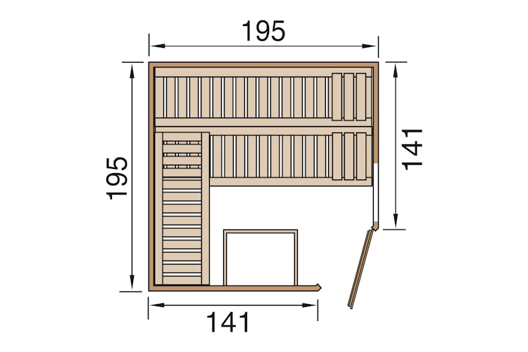 Weka Premium Massivholzsauna Cubilis 2 mit Glastür+Fenster inkl. Montageservice - 45 mm inkl. gratis Sauna-Set im Wert von 240,40 € (10-teilig) Bild