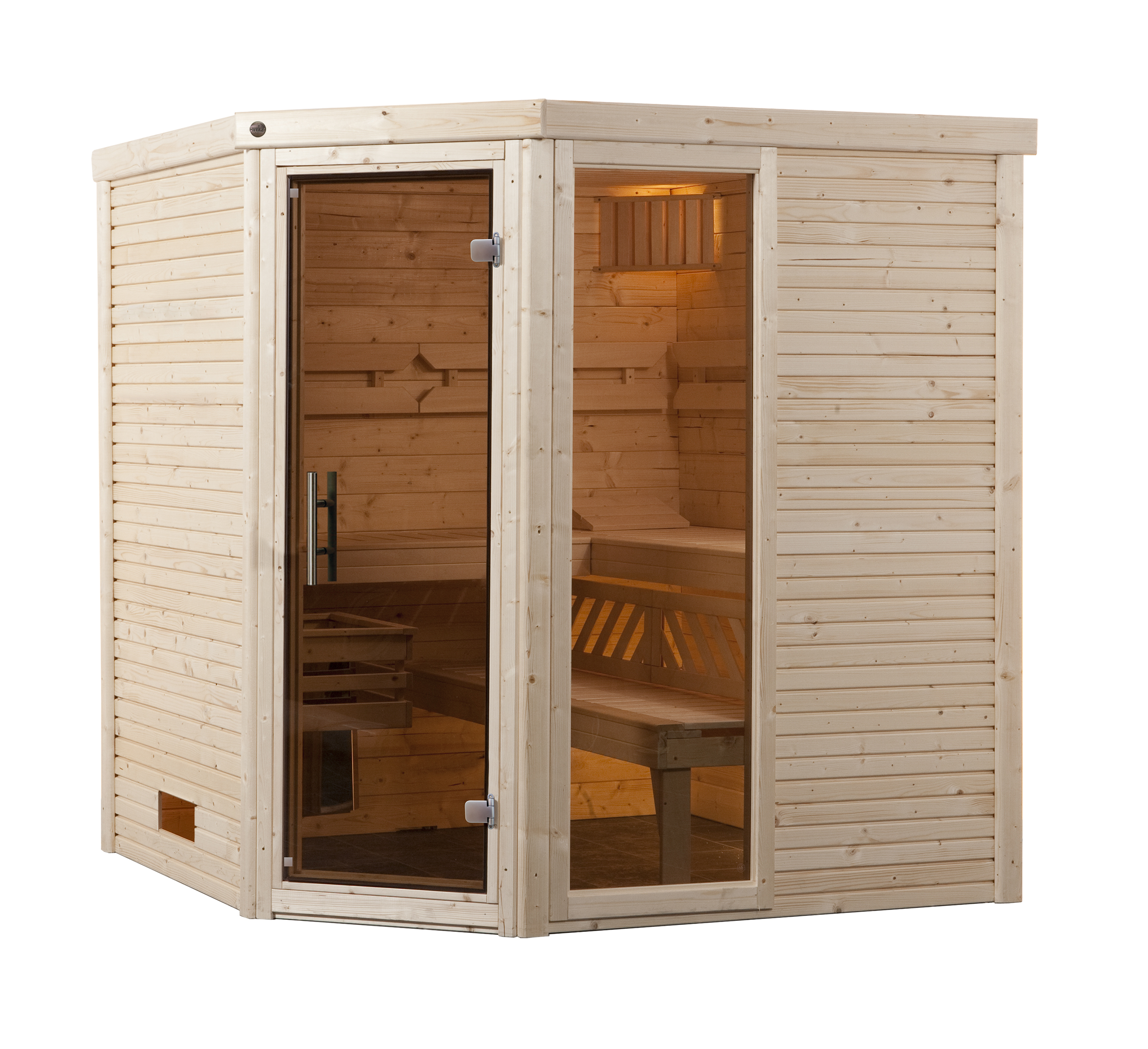 Vorschaubild Galerie Weka Massivholzsauna Cubilis E.2 mit Glastür+Fenster 45 mm inkl. 10-teiligem gratis Zubehörset (Gesamtwert 237,40 €)