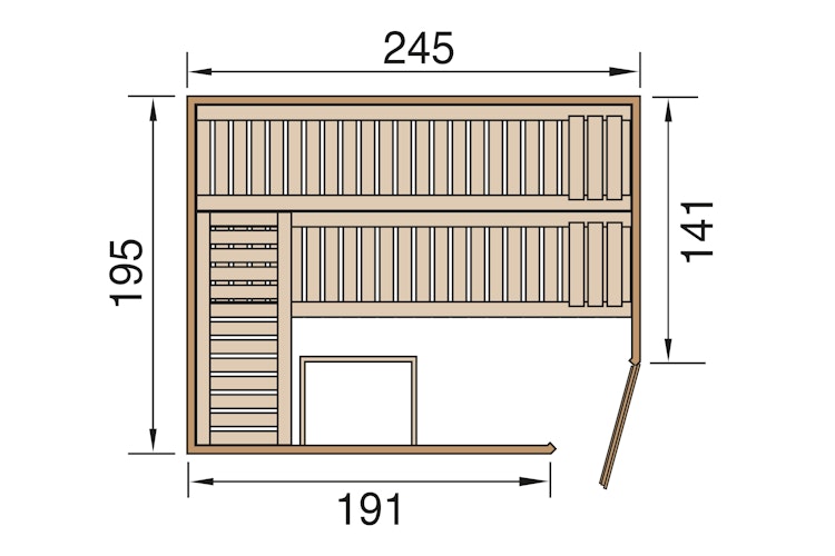 Weka Premium Massivholzsauna Turku 3 Familiensauna - 45 mm inkl. gratis Sauna-Set im Wert von 240,40 € (10-teilig)