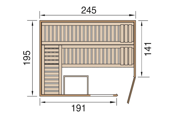 Weka Premium Massivholzsauna Cubilis 3 Familiensauna mit Glastür+Fenster inkl. Montageservice - 45 mm inkl. gratis Sauna-Set im Wert von 240,40 € (10-teilig) Bild