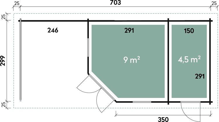 Wolff Finnhaus Gartenhaus 5-Eckhaus Maja 40-B / 2-Raum