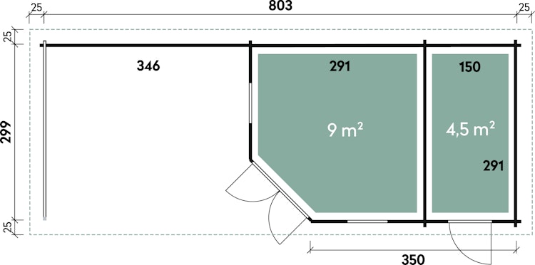 Wolff Finnhaus Gartenhaus 5-Eckhaus Maja 40-B / 2-Raum