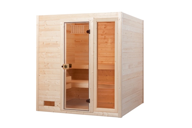 Weka Sauna Valida Gr. 2 mit Glastür + Fenster - Massivholzsauna 38 mm inkl. 10-teiligem gratis Zubehörset (Gesamtwert 237,40 €) Vorschaubild Galerie