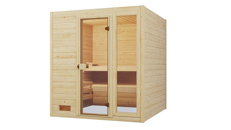 Weka Sauna 537 / Valida Gr. 3 mit Glastür+Fenster - Massivholzsauna 38 mm inkl. gratis Sauna-Set im Wert von 240,40 € (10-teilig) Bild