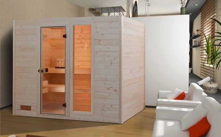 Weka Sauna 538 / Valida Gr. 4 Glastür+Fenster - Massivholzsauna 38 mm inkl. gratis Sauna-Set im Wert von 240,40 € (10-teilig) Bild