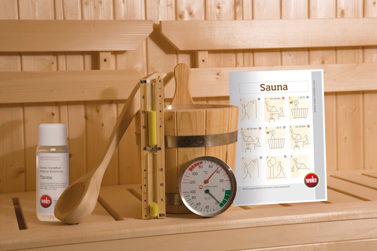 Weka Massivholzsauna Valida Eck Gr. 1 mit Glastür+Fenster Sparset 2 - "Alles dabei" inkl. gratis Sauna-Set im Wert von 240,40 € (10-teilig)  Bild